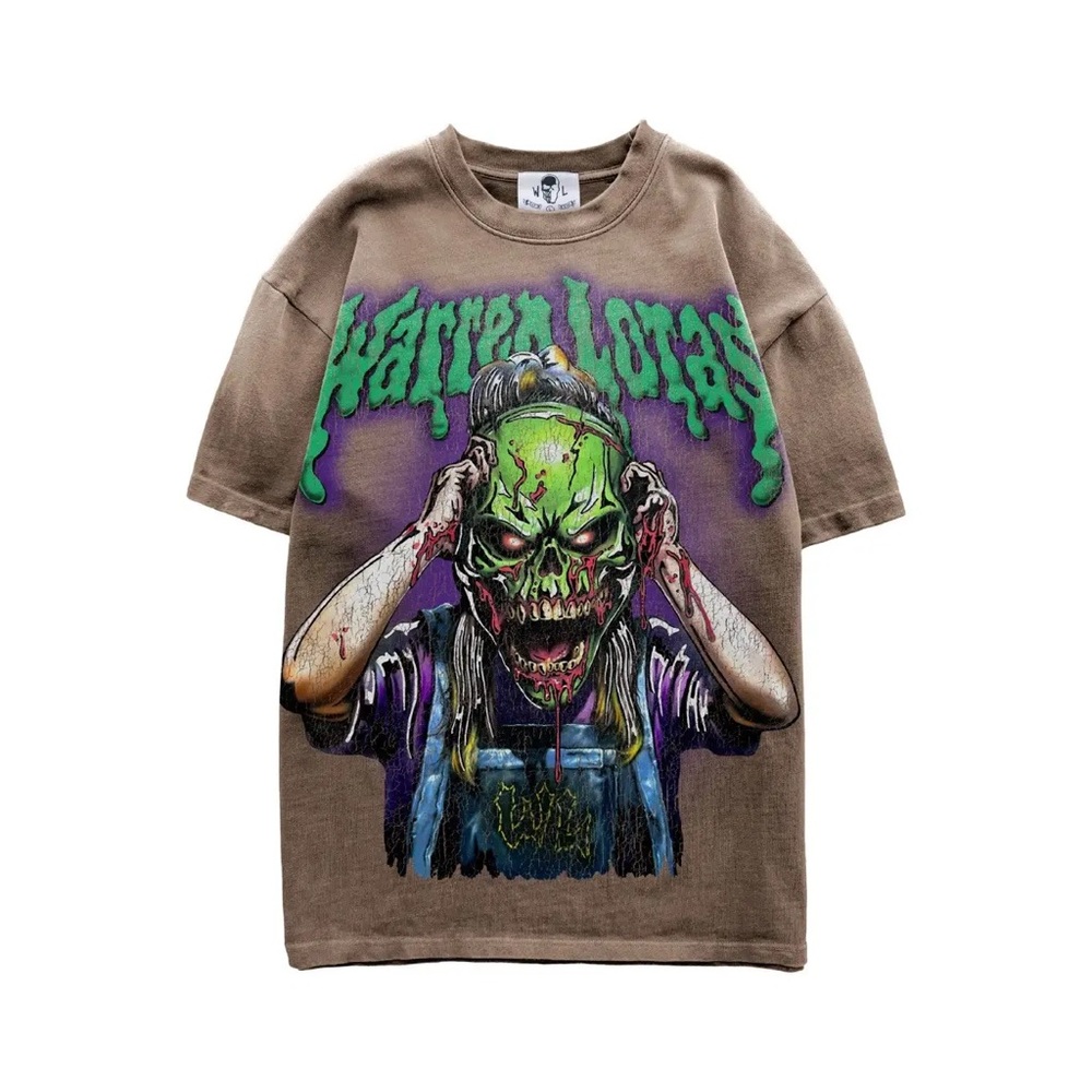 Deadstock Warren Lotas “Forbidden Mask” Goosebumps T-Shirt Sunfaded Brown XXL